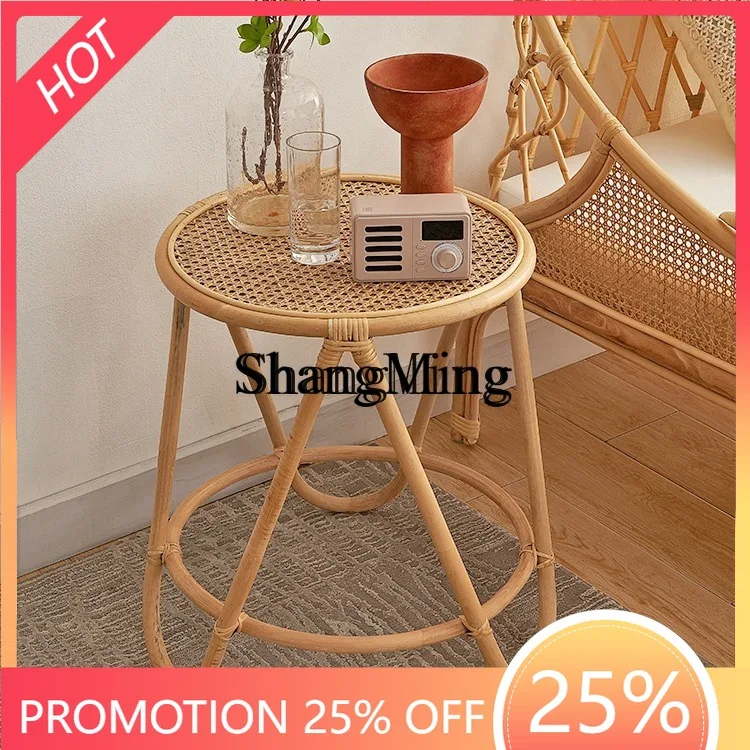 

ZYY Fashion Exquisite rattan glass Internet celebrity small coffee table simple modern creative side table sofa side cabinet