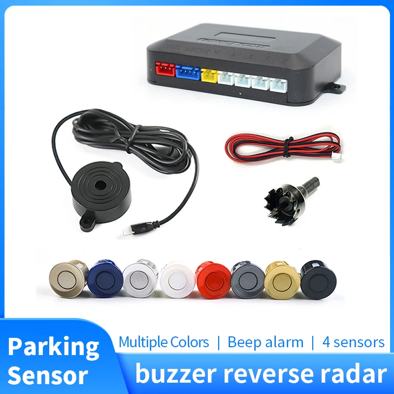 Parking Sensor Kit Buzzer 22mm 4 Sensors Reverse Backup Radar Audible Alert Indicator Probe System