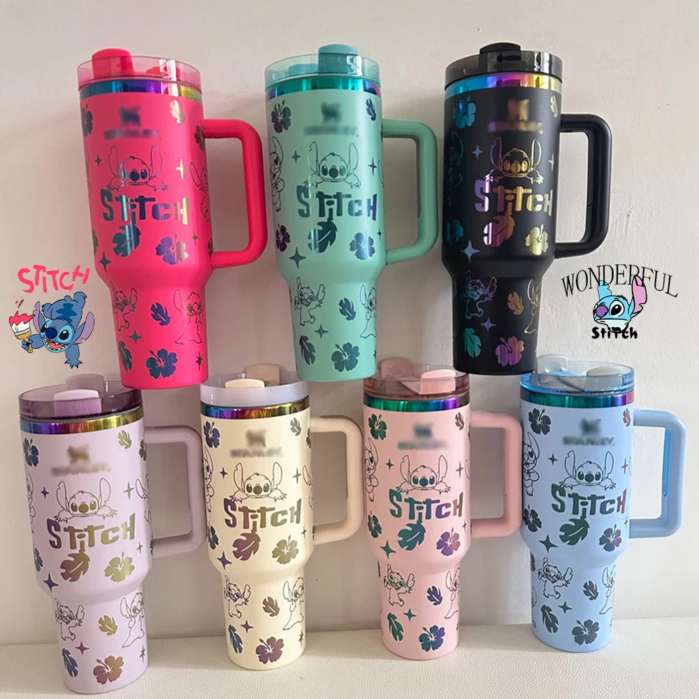 40OZ Disney Stitch Stainless Steel Insulated High-capacity Cup 304  Insulated Car Cup Sports Outdoor Travel Large Capacity Gifts