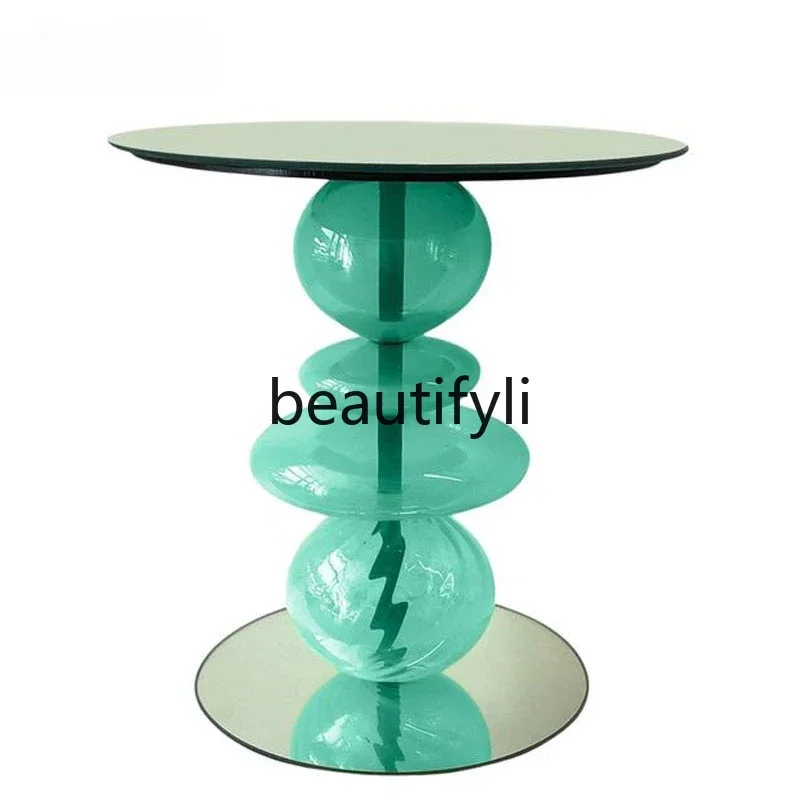 

Italian simple side table, living room art small coffee table, light luxury acrylic crystal round small corner table