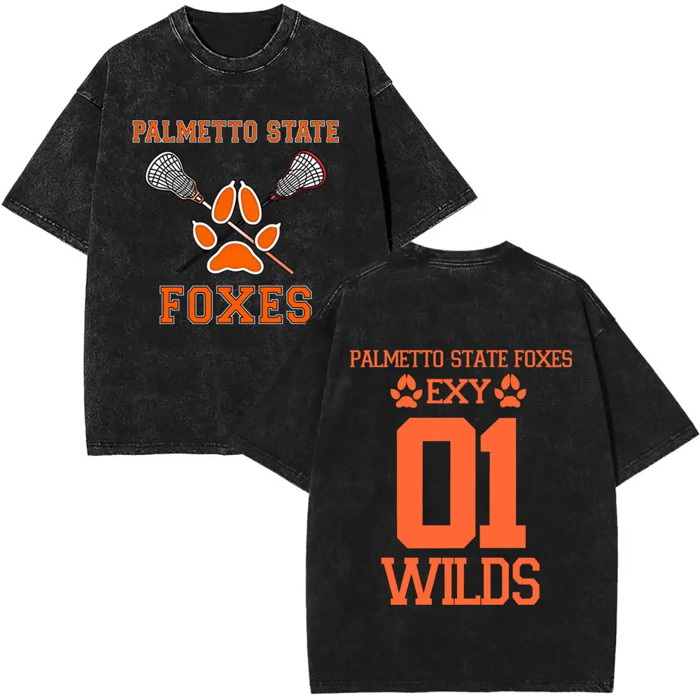 The Foxhole Court Palmetto State Foxes Vintage Washed T-Shirt Summer Casual Short Sleeve 100% Cotton Tee Tops Men's Clothing