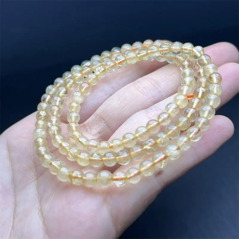 

5MM Natural Gold Rutilated Quartz Triple Circle Bracelet Fashion Personalized Men Women Holiday Gift 1PCS