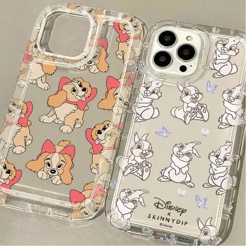 Disneys Animal Cute Dog Rabbit Phone Case for Oppo Reno10 Reno8 Reno7 Reno6 Z T Pro Plus 4G 5G Airbag Anti Fall Clear Back Cover