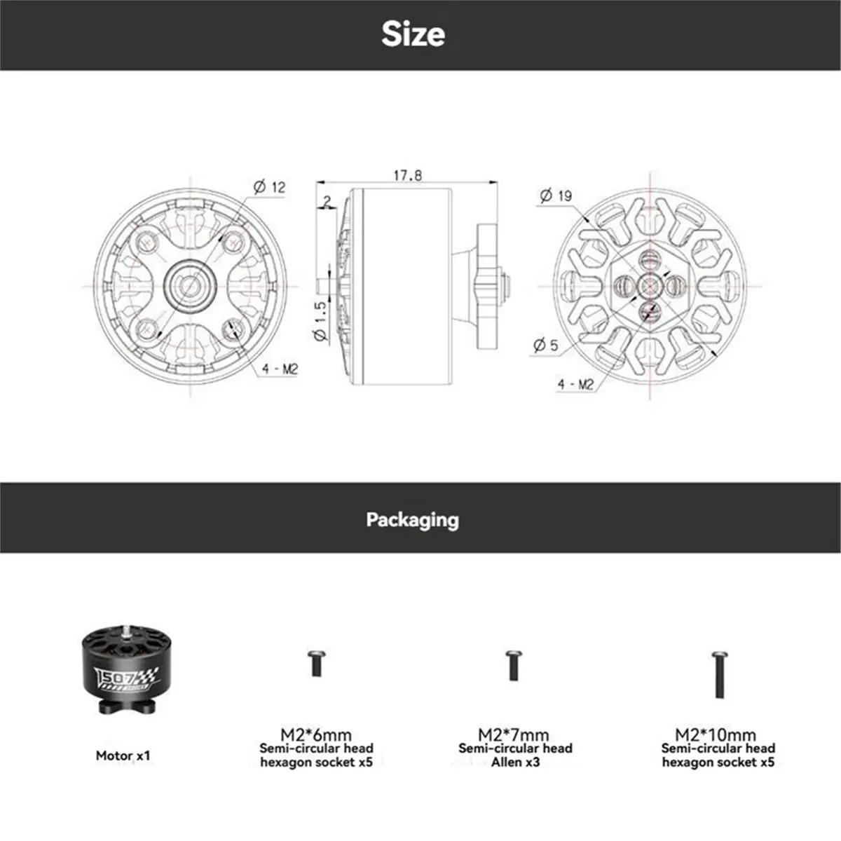 4PCS 1507-3600KV Brushless Motor 4S for Master3X for 3-3.6-Inch FPV Racing Freestyle Quadcopter
