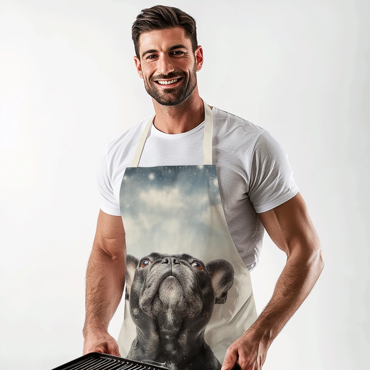 Cute Pug Pattern Polyester Apron - Lovely Apron for Cooking, Painting and Daily Housework, Ideal for Home Use