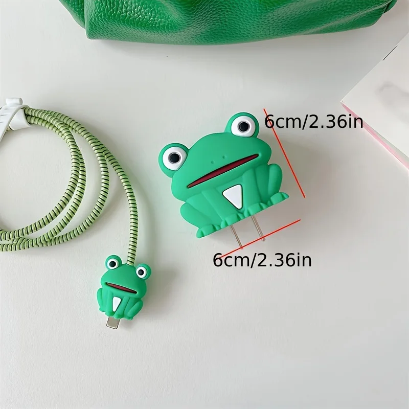 4Pcs/Set Cute 3D Cartoon Set Charging Cable Protector Cover For iPhone 16 Pro Max 18W 20W Charger Case Phone Wire Cord Organizer