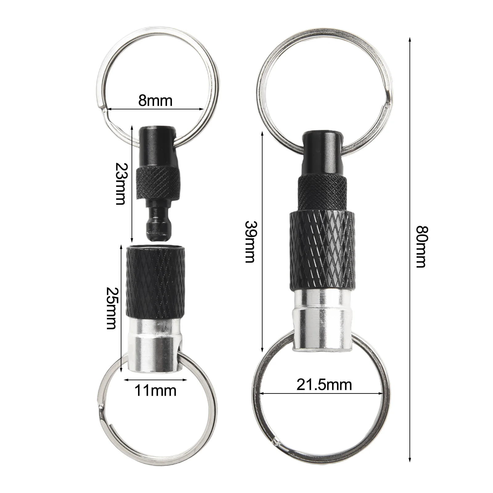 Portable Keychain With Detachable Quick Release Metal Key Ring° Rotation Dual Ring Buckle Hand Tools Accessories