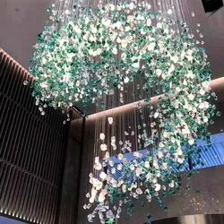 Modern Hotel Lobby Colored Crystal Pendant Lights, Large Ceiling Chandelier Living Room Customized Colored Crystal Pendant Light