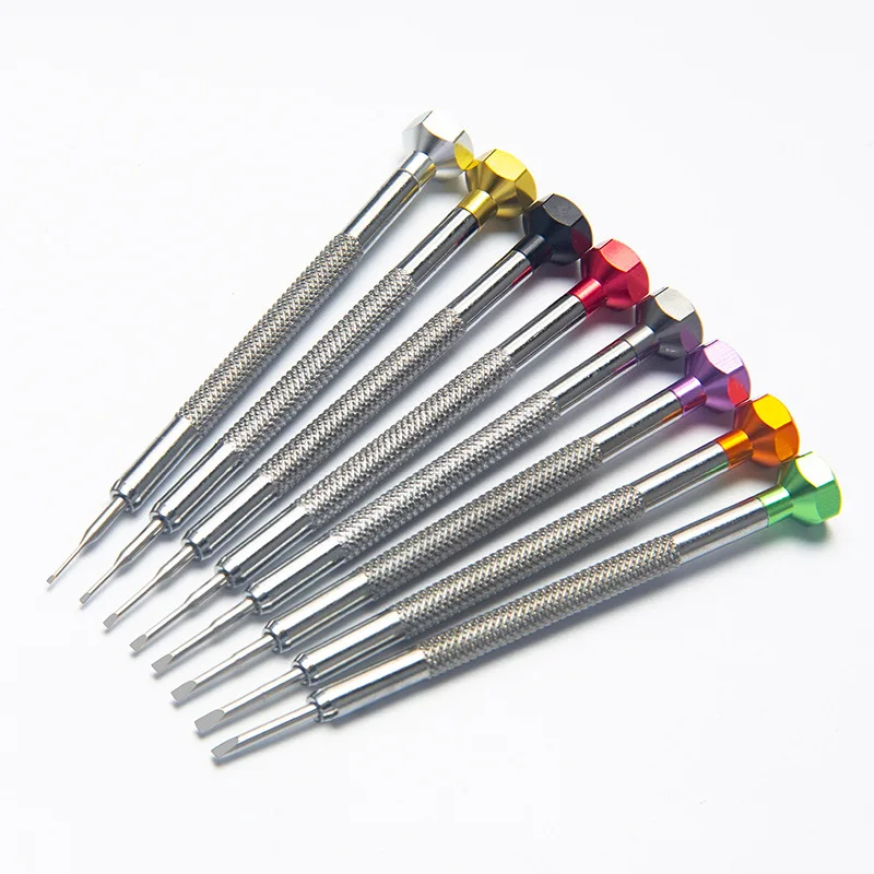 Precision Screwdriver Set 0.6-2.0mm High Hardness Steel Mini Cross Flat Head for Watch Jewelry Small Screw Repair Tool