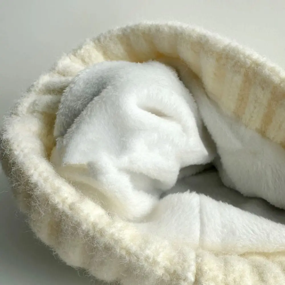 หมวกไหมพรมถักลายแฟร์ไอส์ แบบมีซับในขนแกะ อุ่นสบาย ลายหูแมว สไตล์วินเทจ  สำหรับเครื่องแต่งกายและเครื่องประดับ