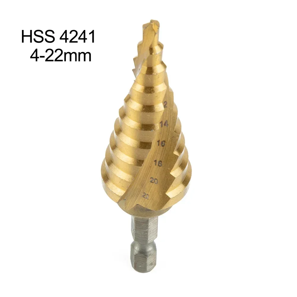 1pc 4-22mm passo broca hss espiral sulco passo cone broca carboneto de titânio madeira metal buraco cortador núcleo ferramentas de perfuração