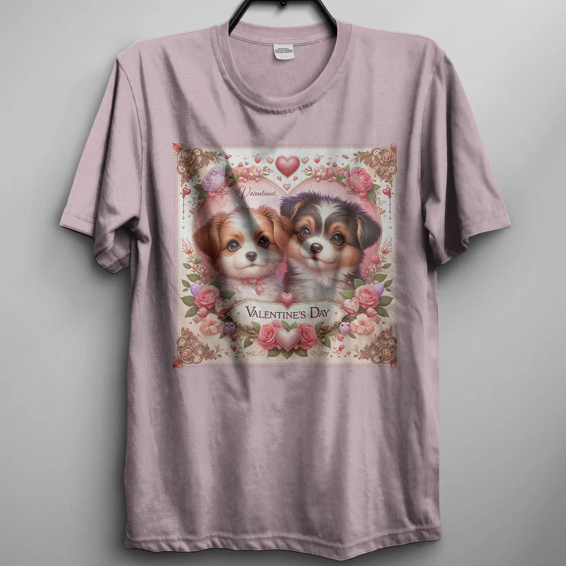 Memorable Valentine Day For The Dog Couple Lovely Light Pink T-Shirt