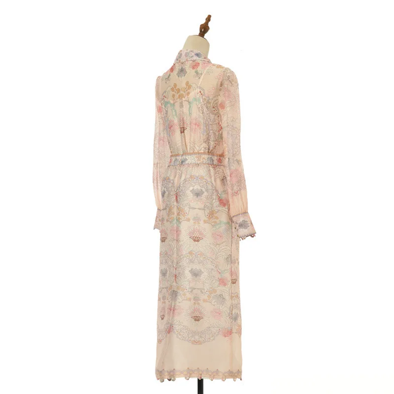 2026年新作 レディース シルク麻 花柄プリント イルトトップセット ホリデーウェア ハイウエスト ストリートスタイル ロングスリーブ シルク風ベルベット