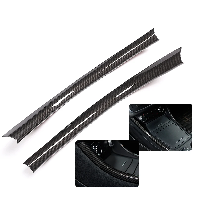 

For Mercedes Benz A/GLA/CLA Class 200 220 260 W176 A180 2 Pcs Carbon Fiber ABS Center Console Decoration Strips Trim