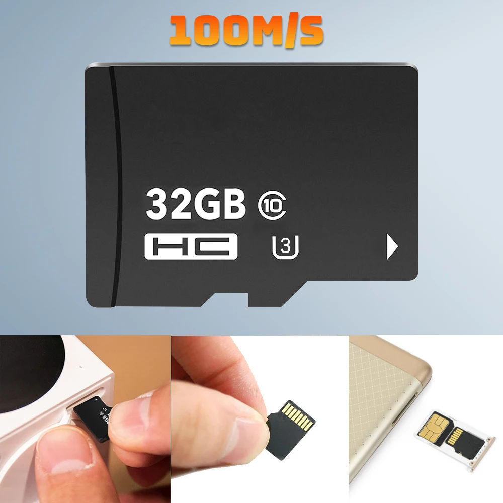 32G Micro SD Memory Card U3 Class10 High Speed TF Card Up to 100MB/s, 10 Categories Compatible Flash Storage Card for Security IP Camera Dash Cam Smartphone Drone CCTV Action Camera