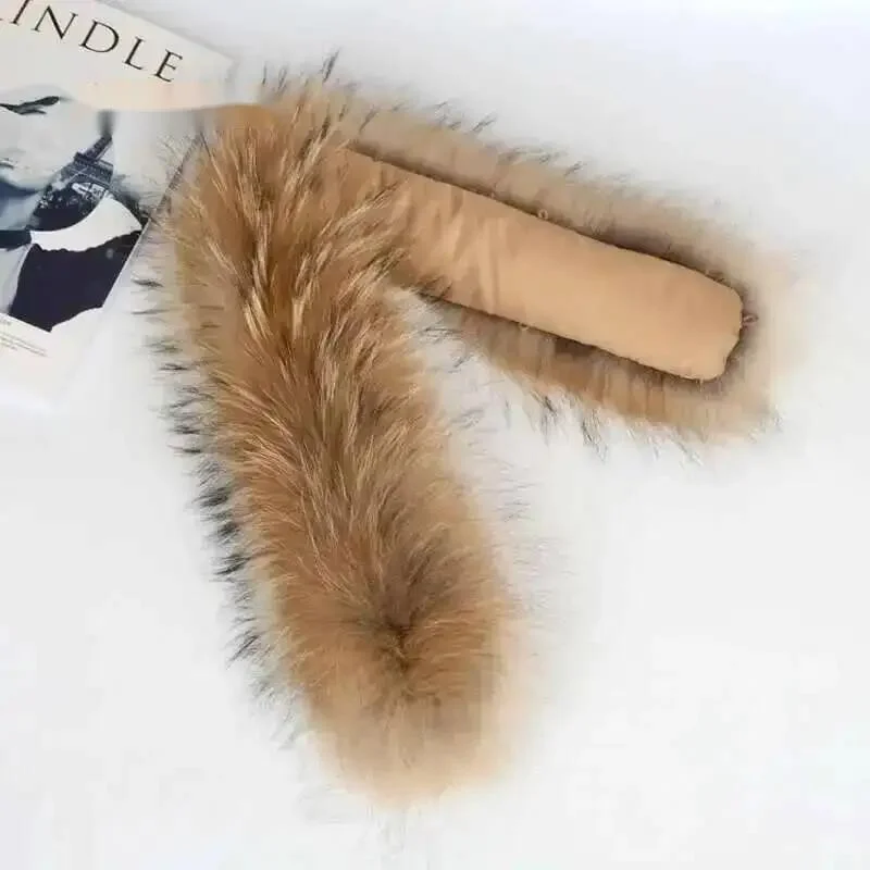 

Raccoon Fur Collar 100% Natural Parka Coat Luxury Warm Scarf For Women And Men Winter Down Jacket Fur Collar Plush Scarves