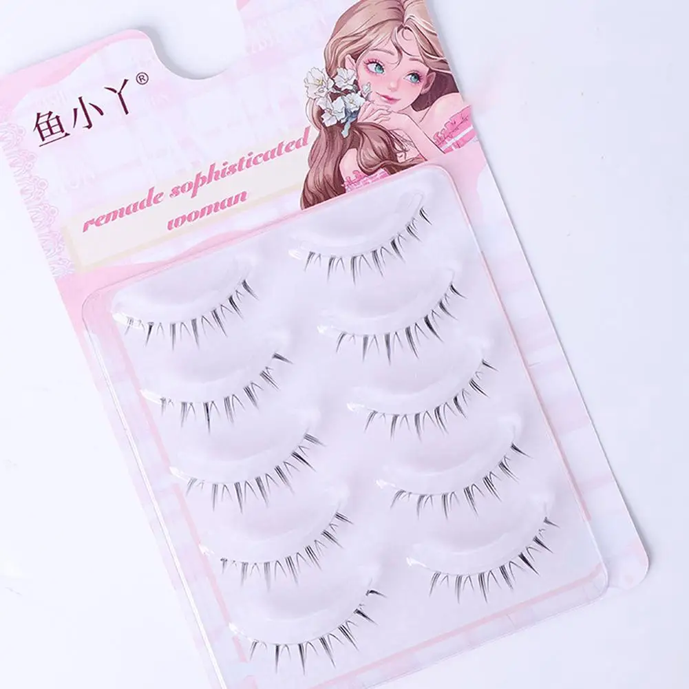 透明な下まつげ - ふわふわで自然なシングルクラスター、自己粘着まつげエクステ、接着剤不要