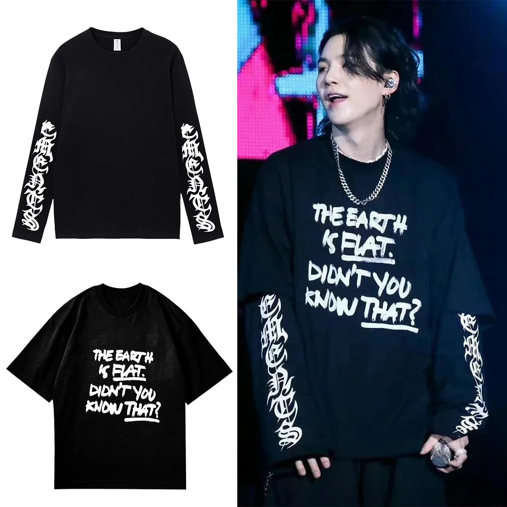 Spring summer new T-shirt Kpop suga Busan concert loose short sleeve fashion T-shirt for boys girls