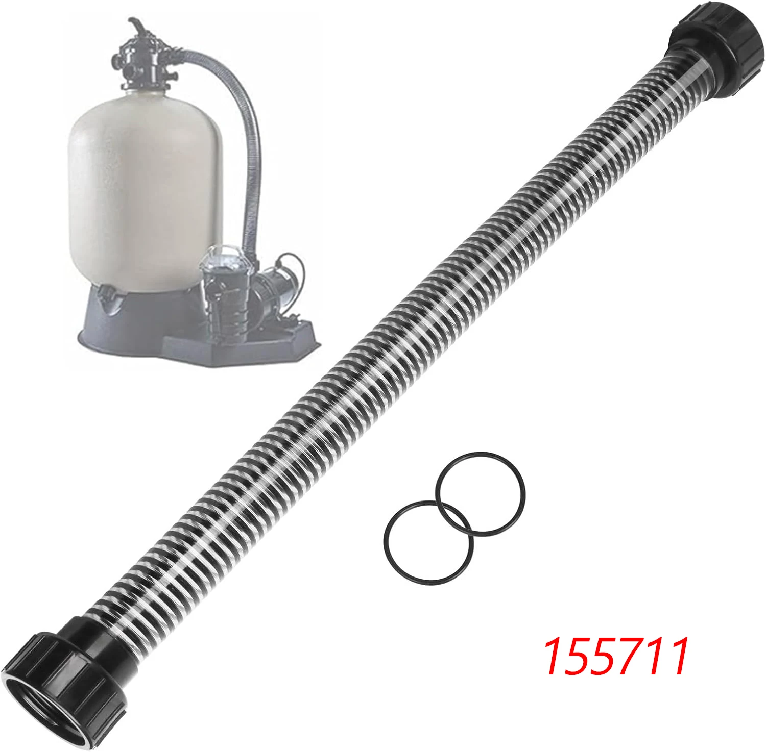 TML 155711 Pump Hose Assembly Pump to Filter Hose Fit for Pentair Sand Dollar/Sta-Rite Crystal-Flo II Pool/Spa Sand Filters