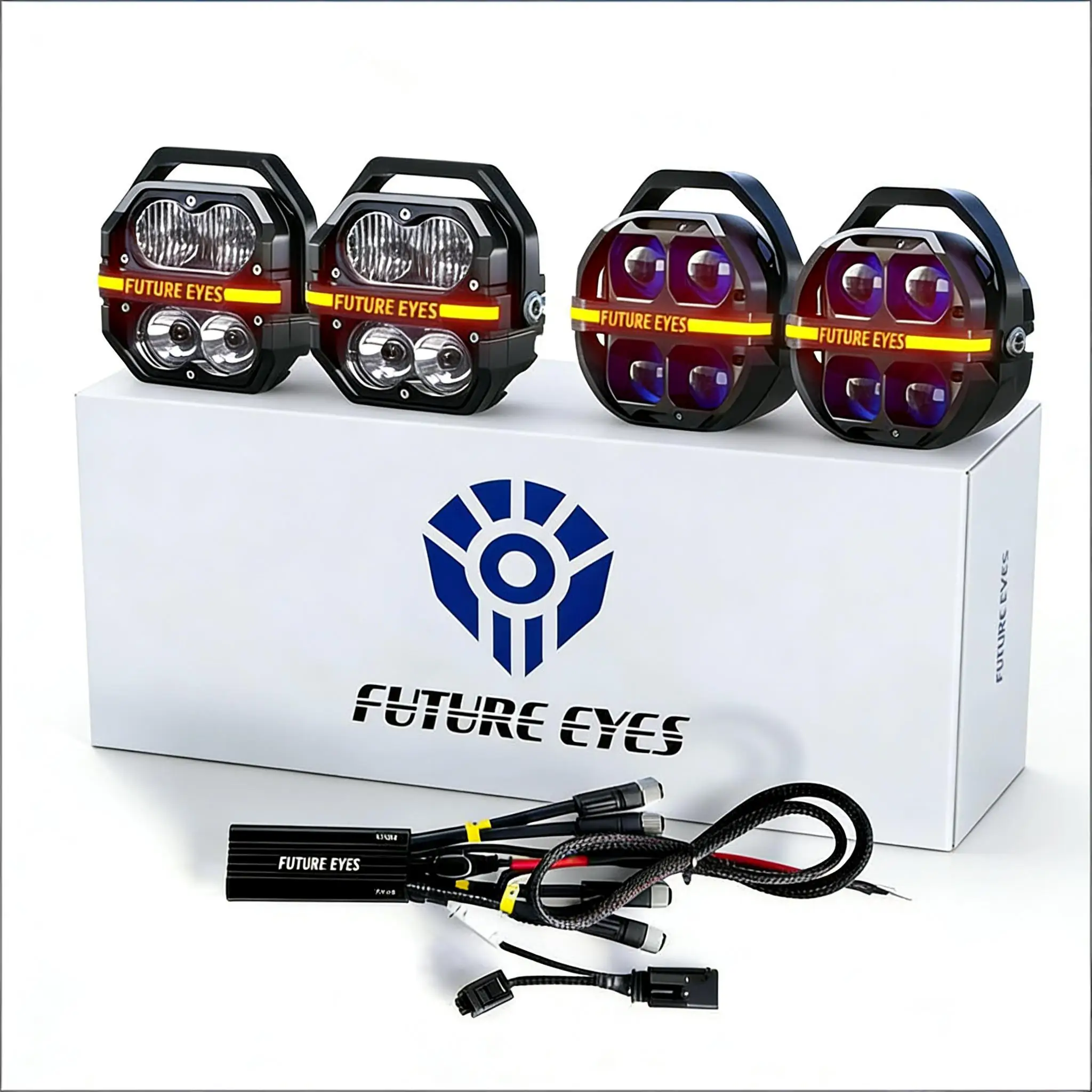 Future Eyes CANBUS Kit X100 Z4, 300w Motorcycle Fog Lights Kit, LED Motorcycle Auxiliary Driving Lights for Night Riding