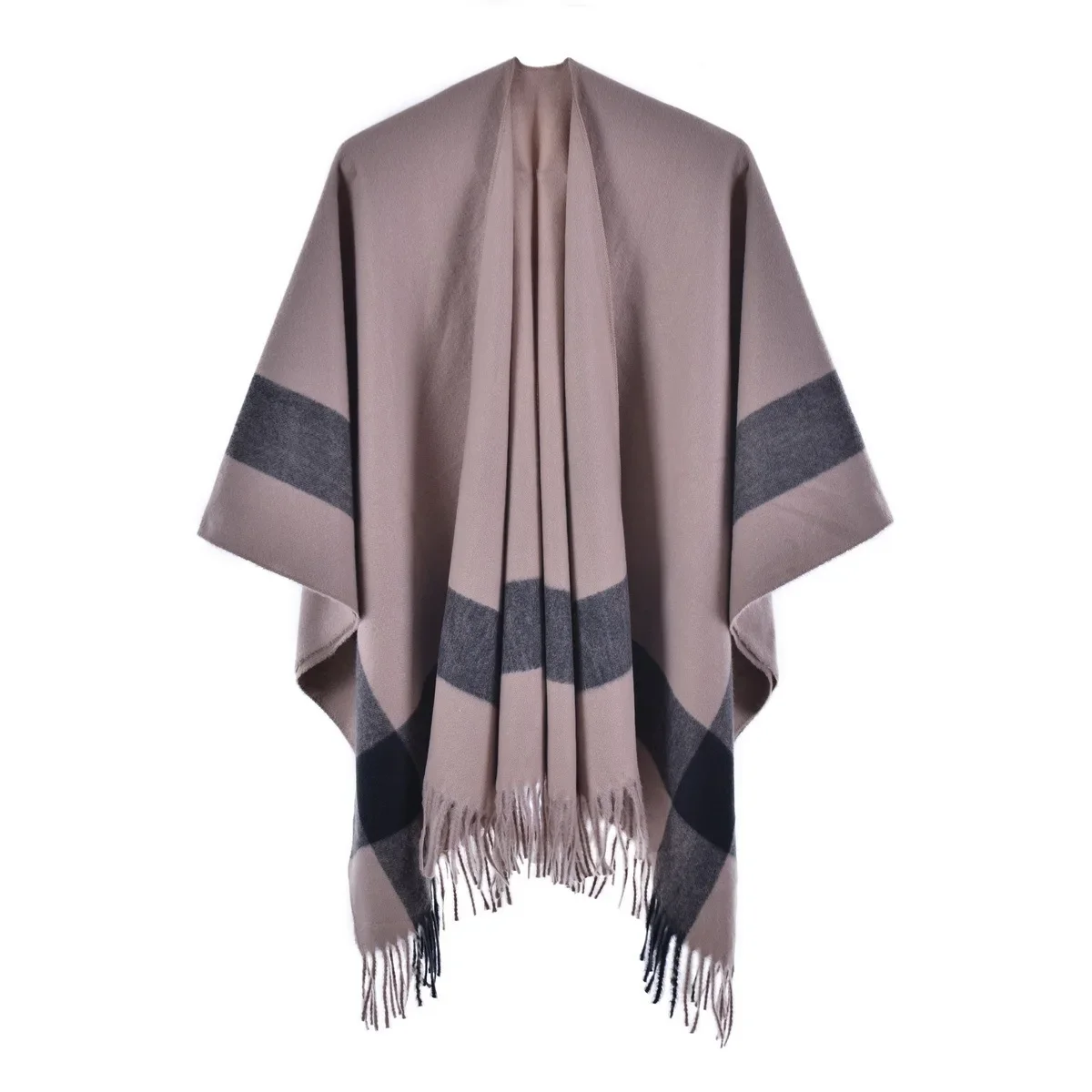 Poncho Autumn and Winter Women's Knitted Double Sided Large Shawl European American Imitation Cashmere Warm Cloaks Lady Capes P