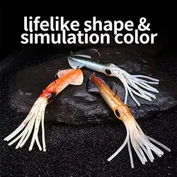 WEIHE 14cm 36g 5colors artificial soft squid lure soft fishing lure PVC octopus bait with lead inside UV effect squid lures
