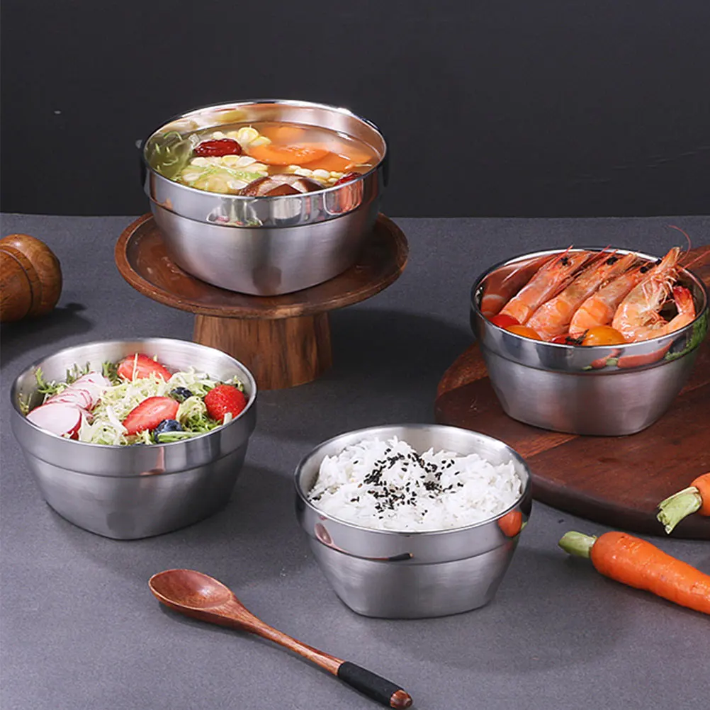 

Double Layer Insulated Soup Stainless Steel Rice Noodle Container Kitchen Tableware For Home Baby Food Serving Storage
