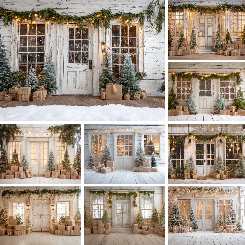 Photography Lighting White Background - Vintage White Wooden Farmhouse Xmas Backdrop