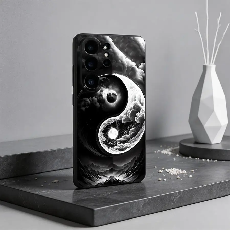Case for Samsung Galaxy S26 Ultra S26+ S25+ S10 S9 S20 S25 Plus Note 20 8 9 10 S21 FE S24+ S23 S24 Phone Cover Black White Yin