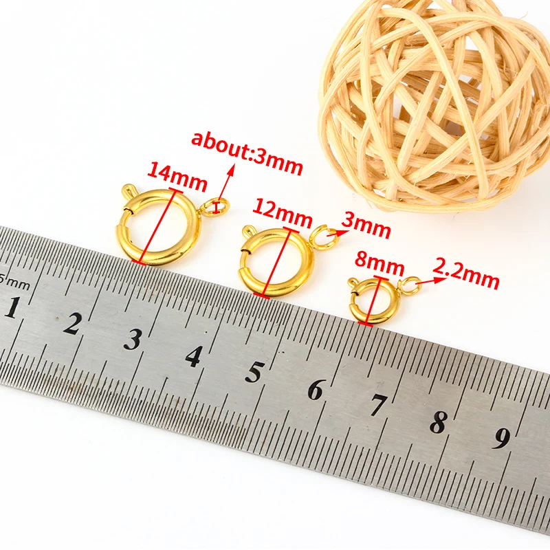 Fashion Plated Gold Stainless Steel Spring Buckle DIY Hip Hop Necklace Bracelet Jewelry Accessorie Connection Chain MultipleSize