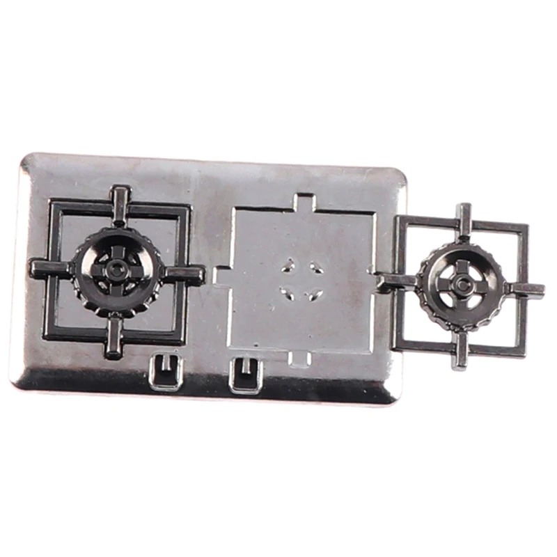 1 conjunto de casa de bonecas em miniatura, fogão a gás de metal, modelo 1:12, decoração de casa de boneca, acessórios de brinquedo
