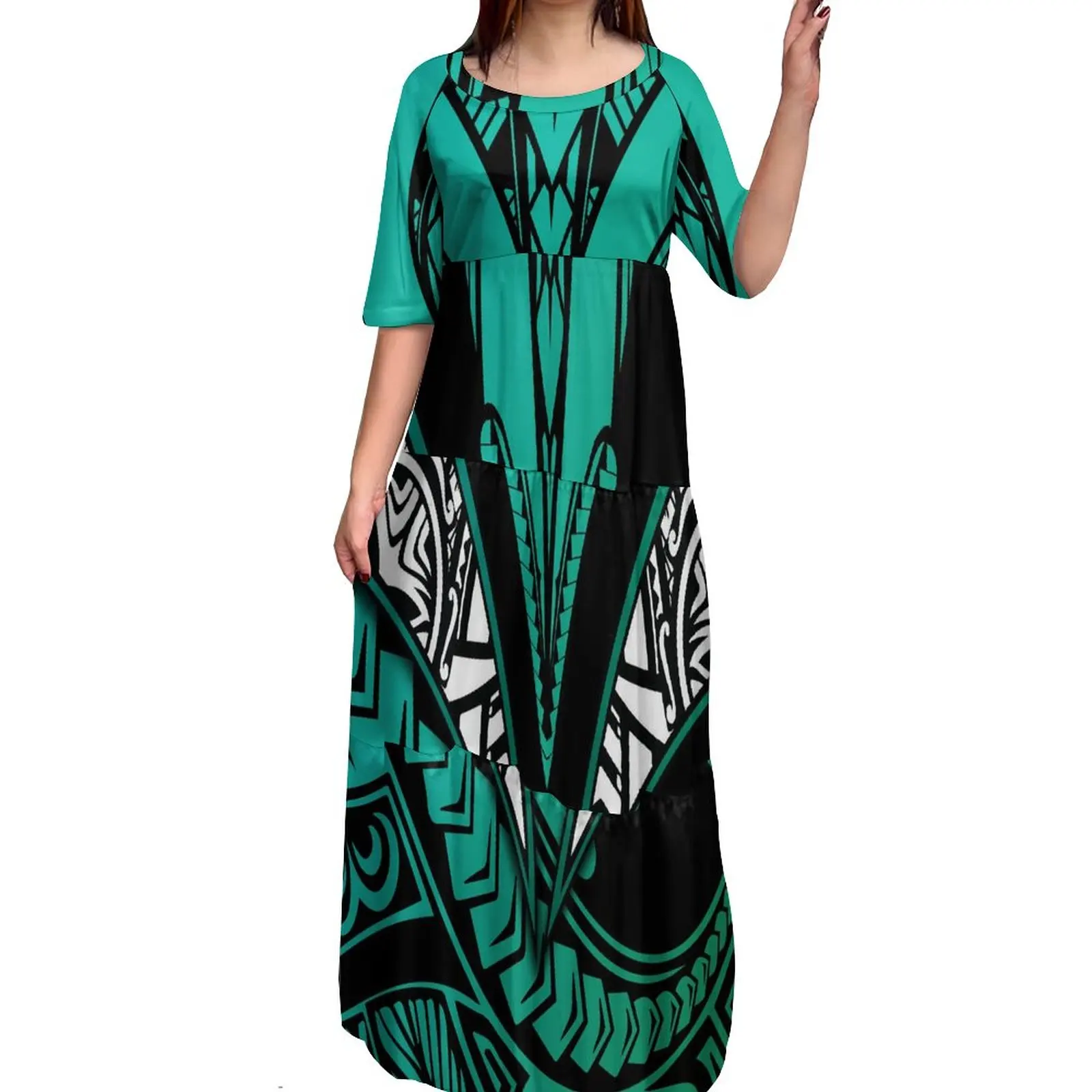 

2022 Summer No Minimum O-Neck Tiered Dress Pacific Island Art Mermaid Dresses Polynesian Samoan High Quality Hd Printed Dress