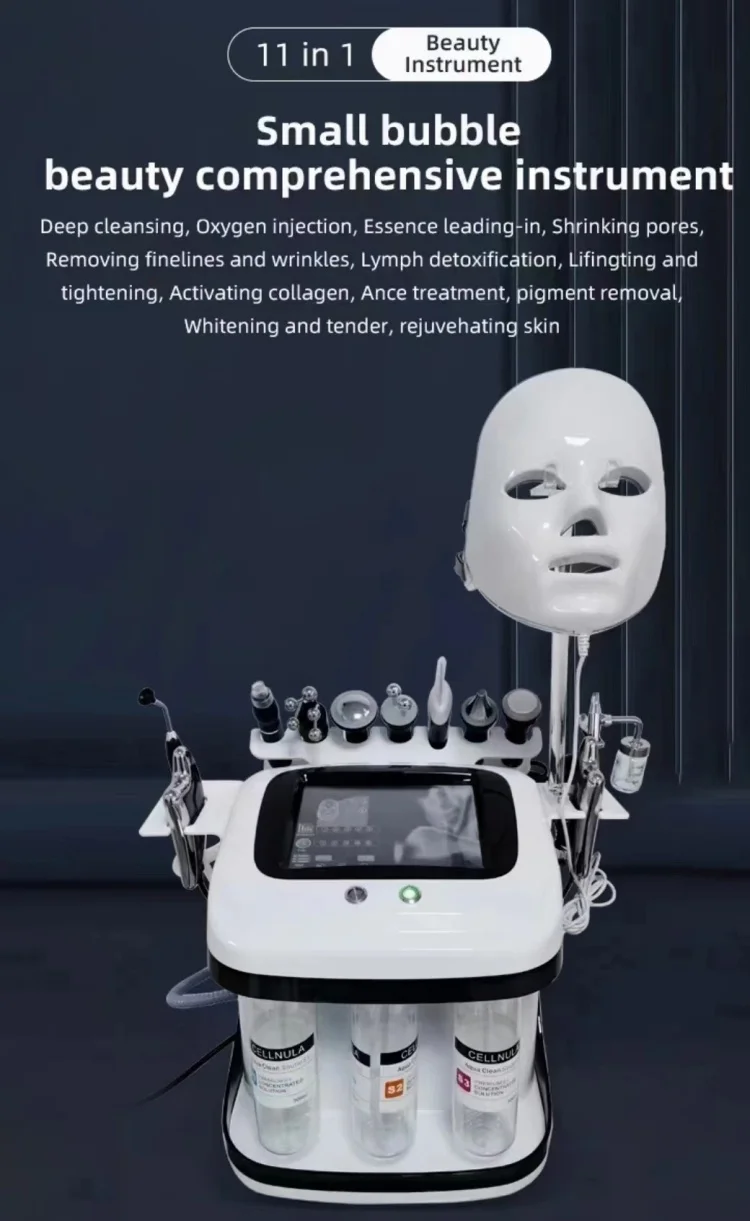 Newest 11 In 1 H2o2 Aqua Peeling Lift Skin Bubble Moisturizer Oxygen Hydrofacial Machine, Skin Care Cleansing Facials