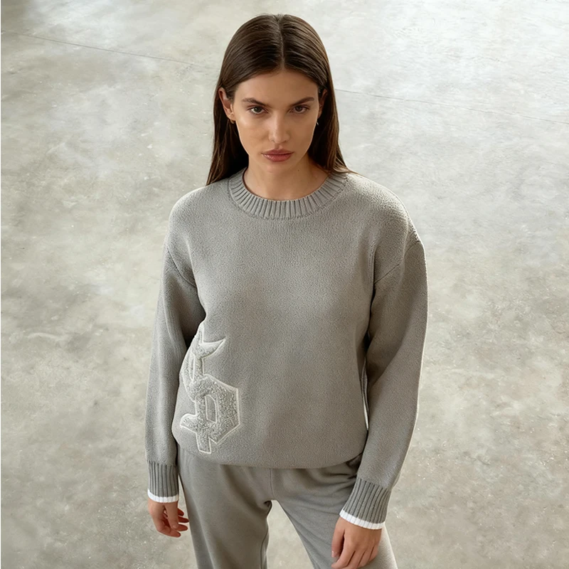 

Autumn and Winter New Fashionable Harajuku Ins High Street Trendy Jacquard Knitted Round Neck Hoodie Sweater Unisex Y2k Clothing