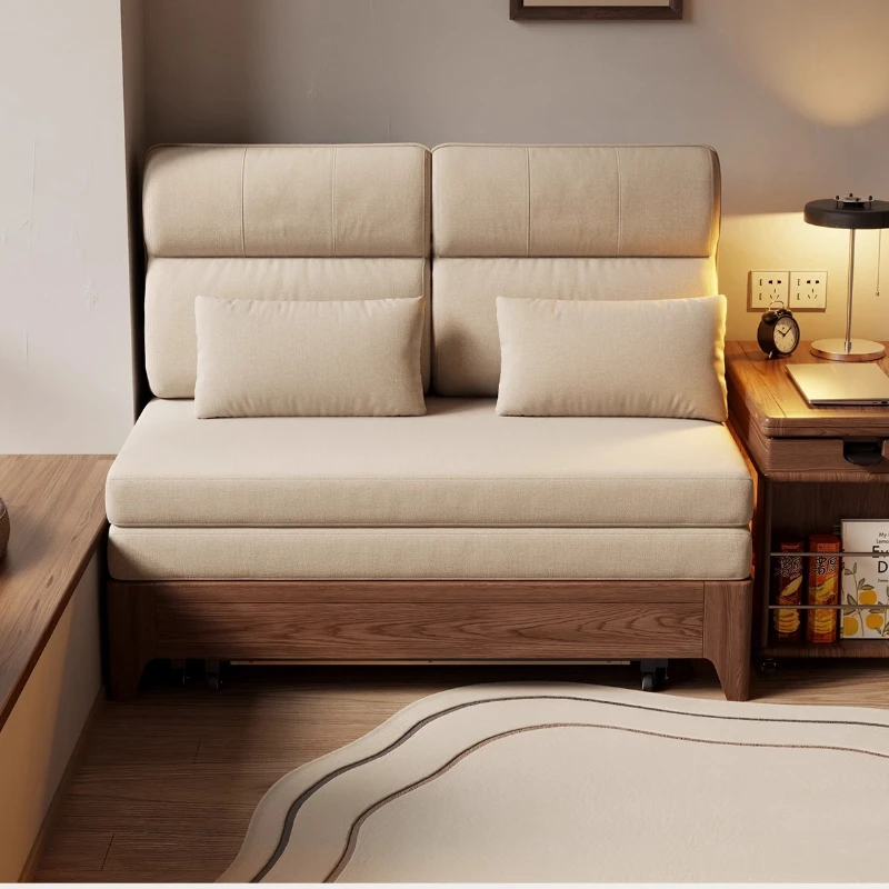 Living Room Sofa Bed with Storage Box Furniture Armless Sofa Bed with Silent Pulley High Backrest Scalable From Sofa To Bed