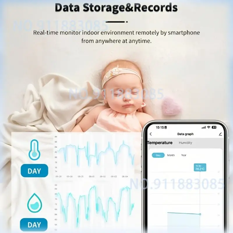 Tuya Zigbee Temperature And Humidity Sensor Battery Powered SmartLife APP Hygrometer Controller Monitoring For Alexa Google Home