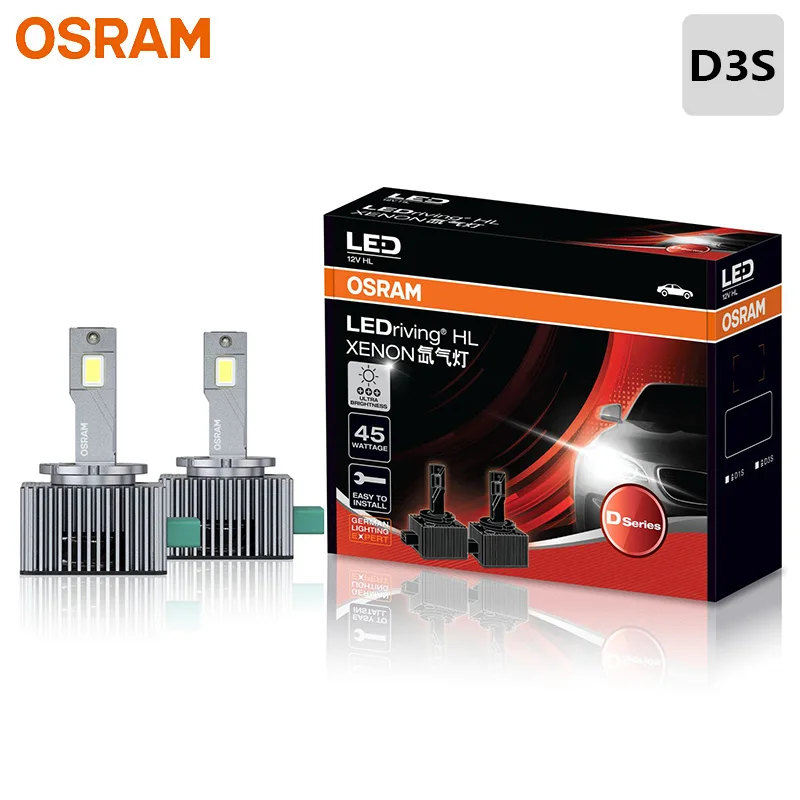 OSRAM D3S 45W  LEDriving XENON Canbus LED Head Lamps 6000K White Bright HID Replacement Bulbs Original Upgrade Auto Lights 2X
