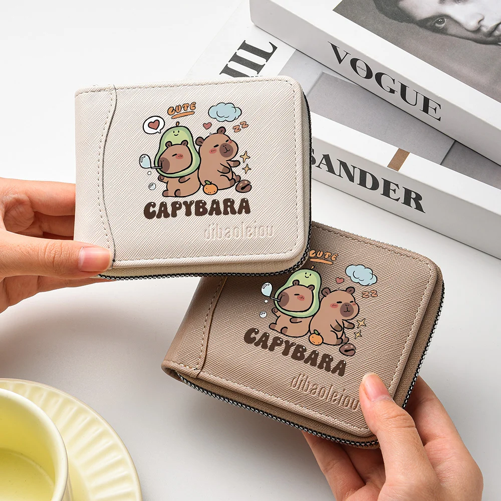 The Lady's Zipper Credit Card Holder Wallet with Cute Cartoon Patterns and Large Capacity Is a Portable Ladies' Purse.