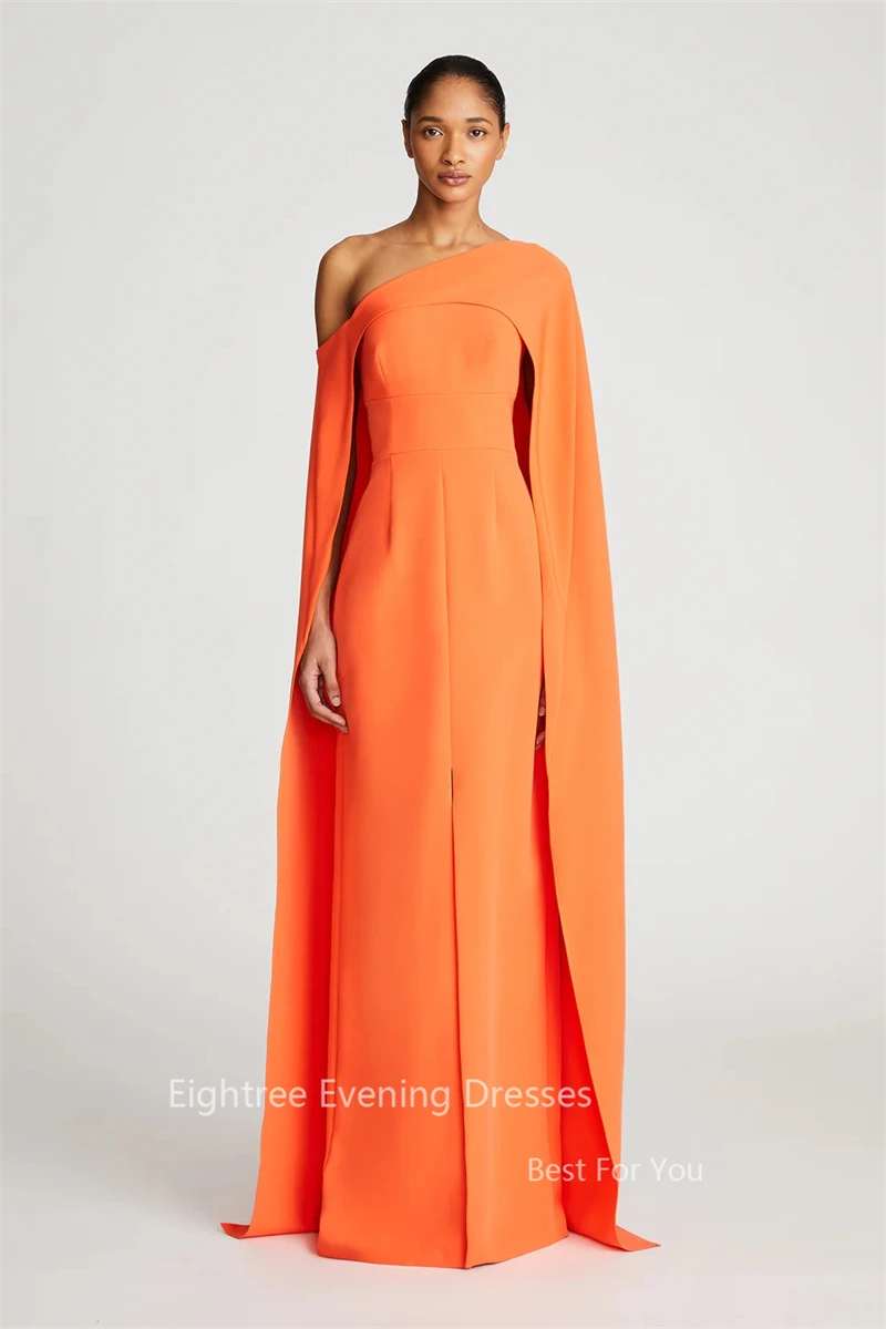 Eightree One Shoulder Party Dresses  فساتين السهرة  Prom Gowns Graduation Dress Women Modest Cape Sleeve Orange Vestidos Outfits