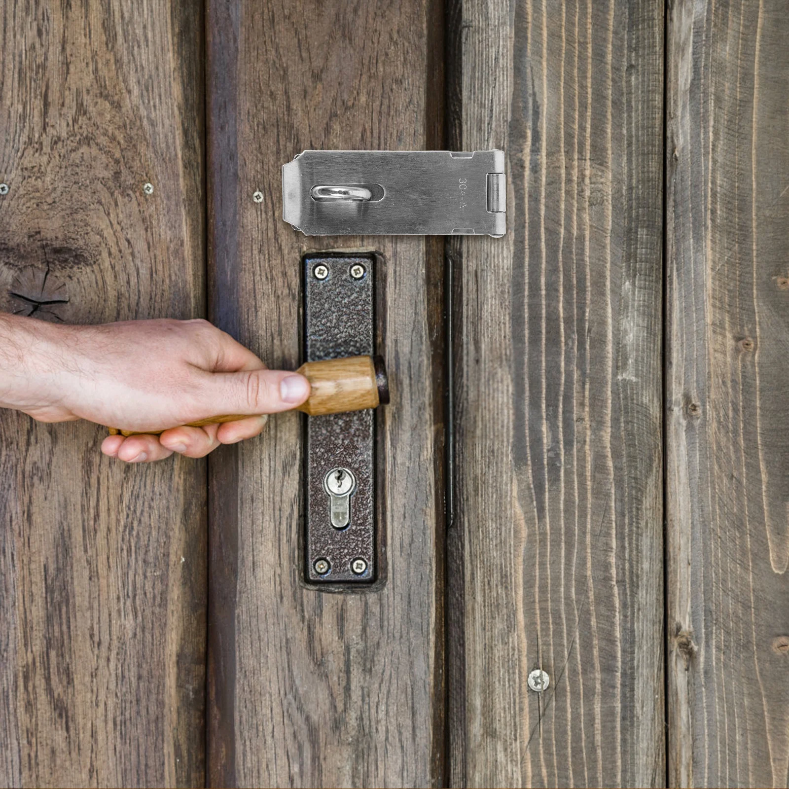 2 قطعة غلق بمشبك قفل بمزلاج الفولاذ المقاوم للصدأ الثقيلة مزلاج الباب لبوابات الحظيرة سقيفة قفل مشابك الأجهزة غلق بمشبك قفل باب الحظيرة #5