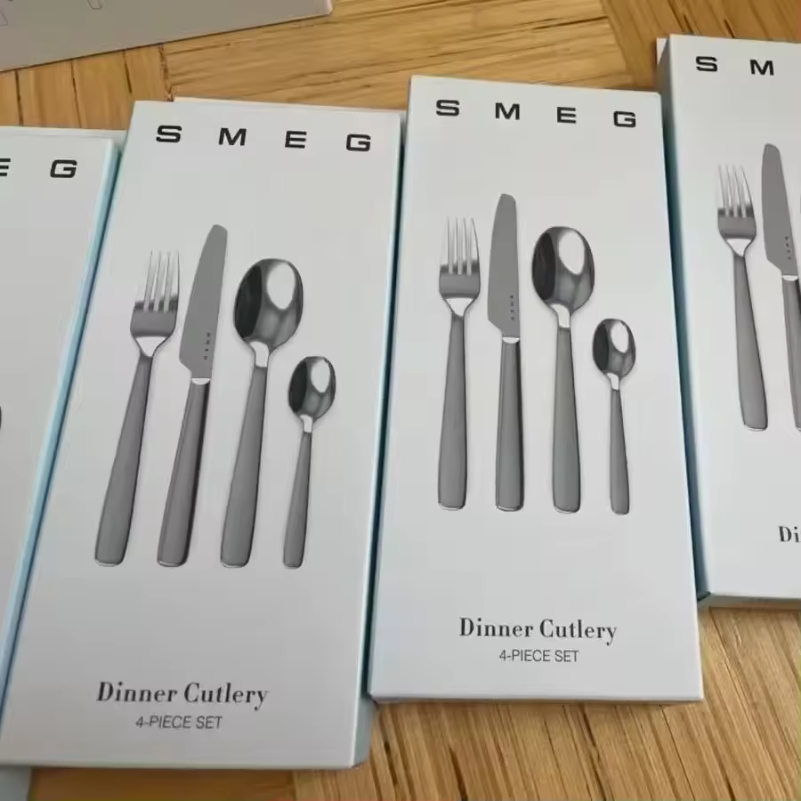 2025 Top Selling SMEG Western Tableware Four Piece Set with Knives, Spoons, Forks, and Stainless Steel Knives, Forks, and Spoons