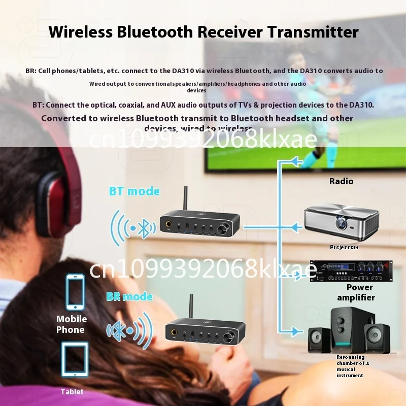 Bluetooth 5.3 Audio Receiver Fiber Coaxial Digital-to-Analog Conversion Microphone Sound Card U Disk Player