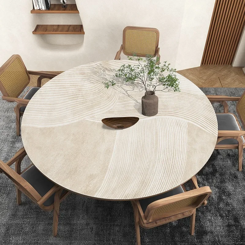 Wabi-sabi Style Round Table Cloth Waterproof Oil-proof Scalding-proof Washable Table Mats Round Home Leather Coffee Table Mat