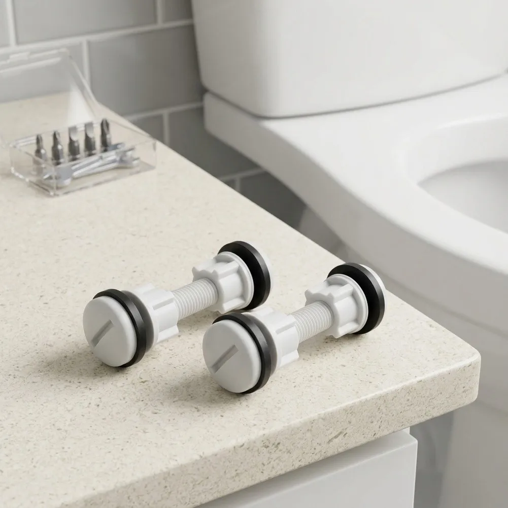 For 2 Pack Toilet Seat Coupling Bolts Plastic and Rubber With Washers 80mm Length 10mm Thread Diameter Fits Standard Toilets