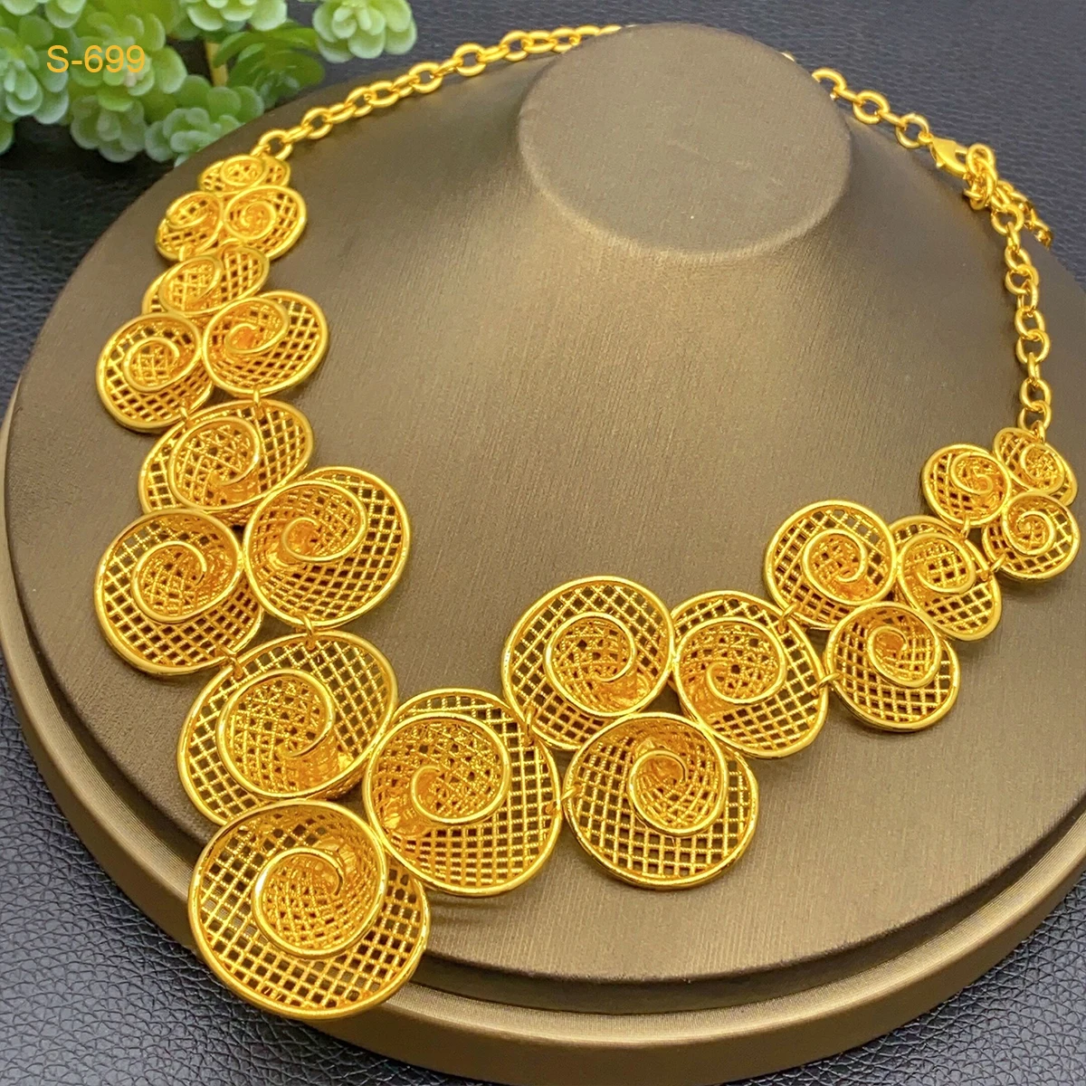 ANIID New African Luxury Flower Jewelry Set For Lady Bridal Party 24k Gold Color Necklace Set Indian Nigerian Wedding Gifts