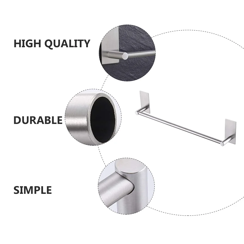 

Stainless Steel No Drilling Towel Rack Adhesive Heavy Duty 3Kg-8Kg Waterproof Wall Mounted Bathroom Storage Rack Easy Install No
