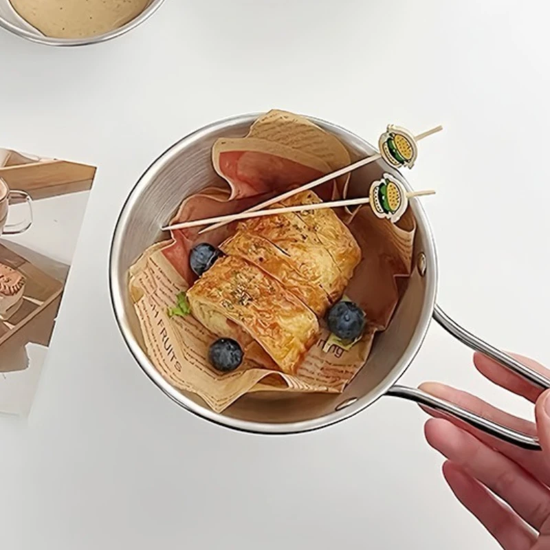 Edelstahl Pommes Frites Schüssel Gebratenes Huhn Schüssel Western Snack Obst Dessert Salat mit Griff