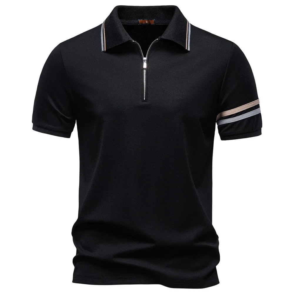 

Men's Summer New Lapel Zip Embroidered Polo Shirt Business Casual Soft Breathable Lightweight Stylish Casual Short Sleeve Tops