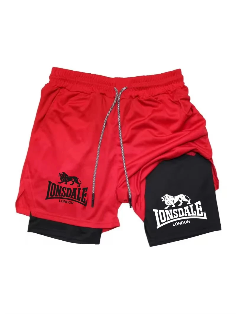 Men's Printed 2-in-1 Running Shorts with Phone Pocket And Towel Ring Gym Tight Summer Sports Wear for Active Living