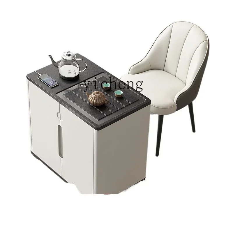 

mobile tea table simple household small tea making cabinet kettle storage integrated fire stone kung fu tea table